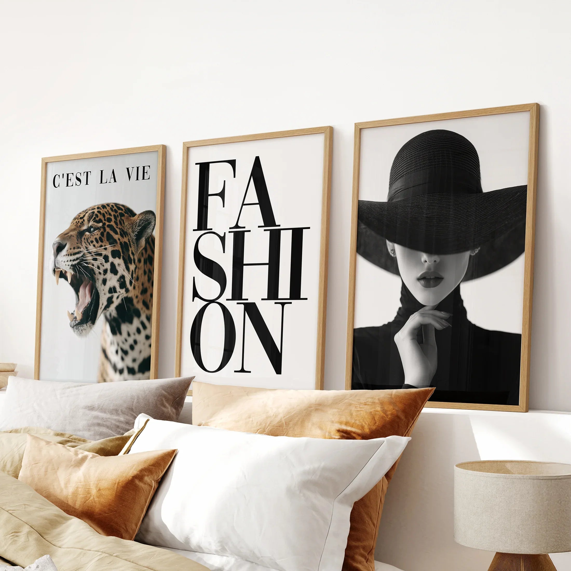 Modern Fashion Wall Art Set of 3. Leopard Print Aesthetic