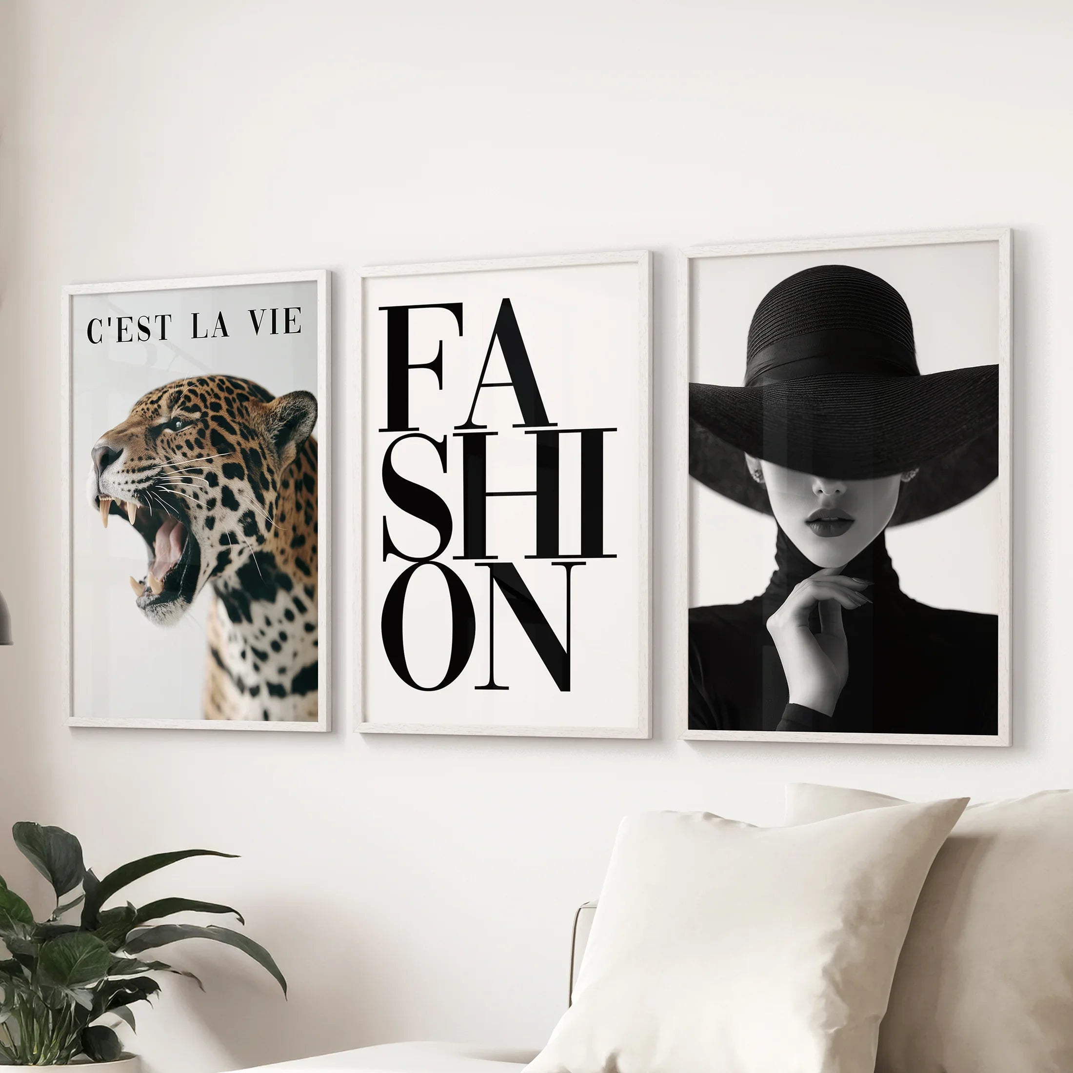Modern Fashion Wall Art Set of 3. Leopard Print Aesthetic