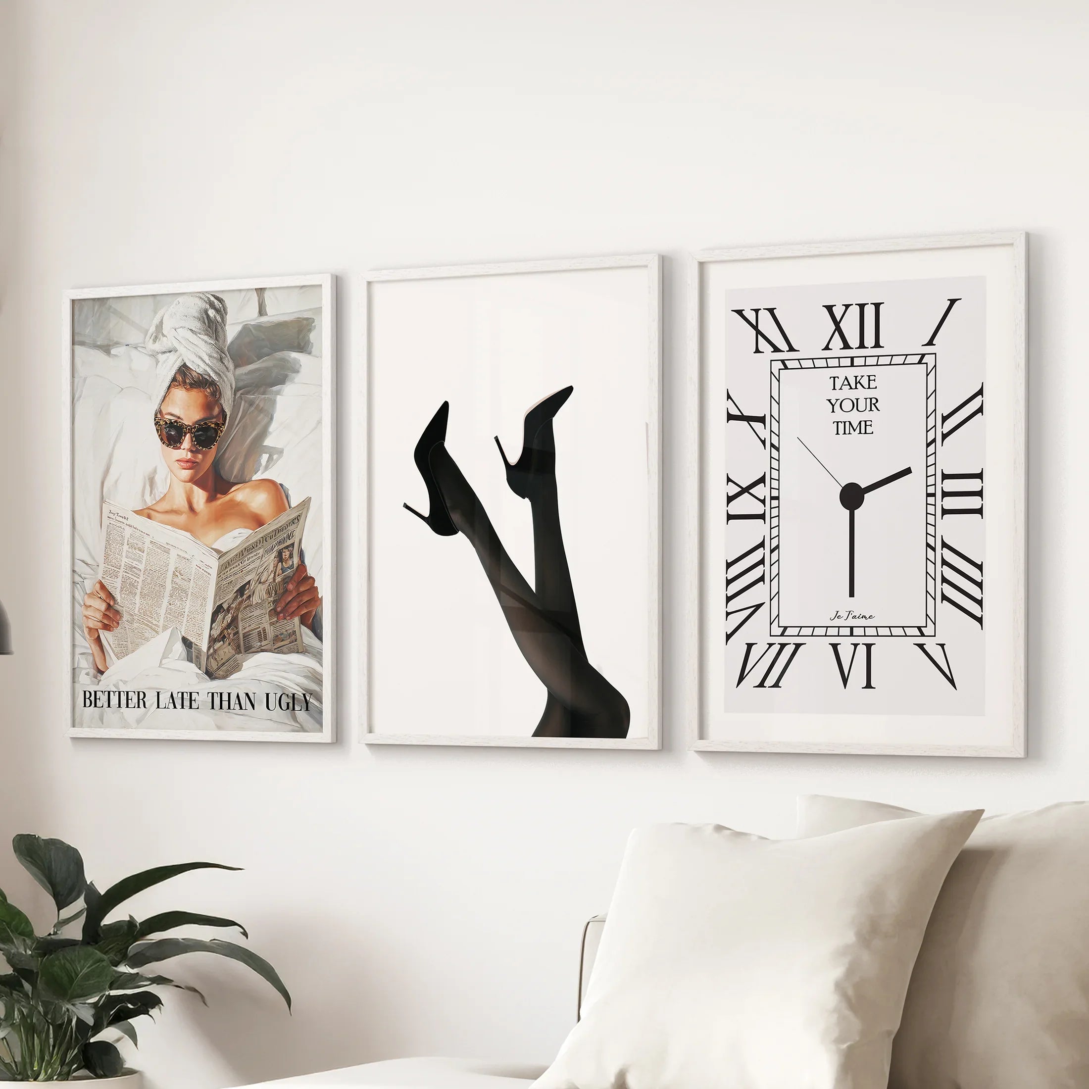 Elegant Glam Wall Art: Fashion Girl, Heels. Set of 3 Prints
