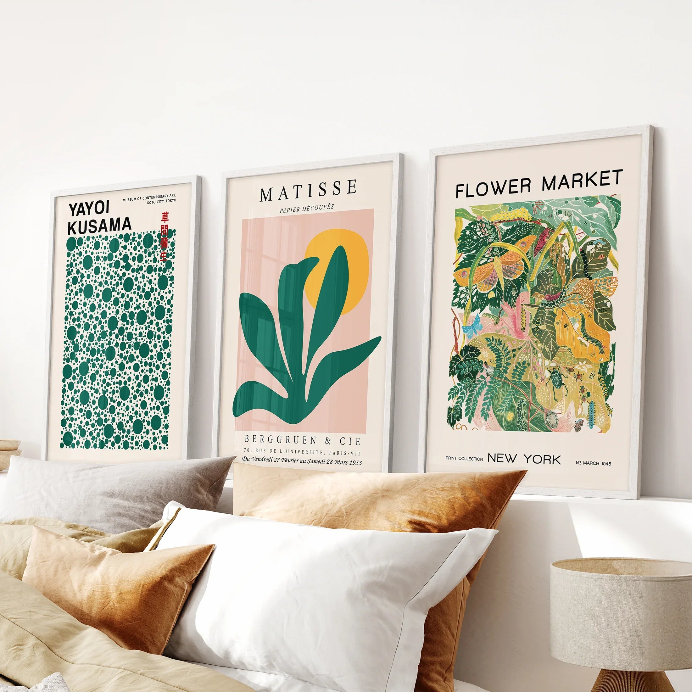 Colorful Matisse-Inspired Wall Art. Set of 3 Modern Abstract Prints