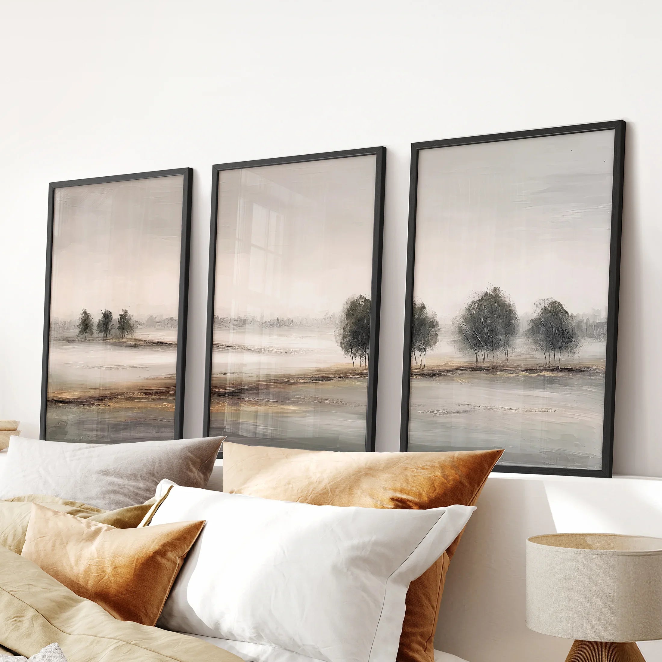 Scandinavian Autumn Landscape. Wall Art Set of 3 Prints
