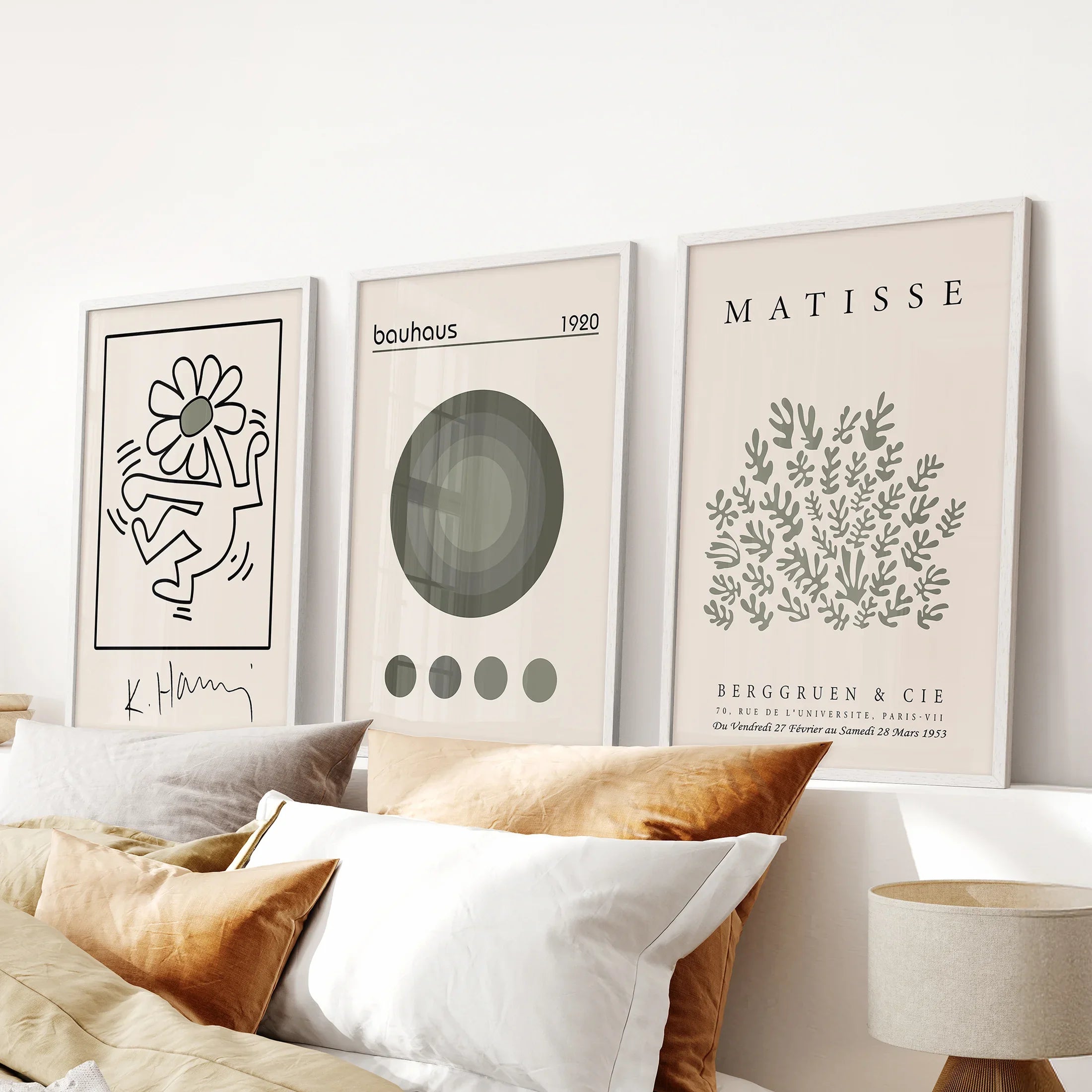 Sage Green Henri Matisse Botanical Art. Bauhaus Poster Set