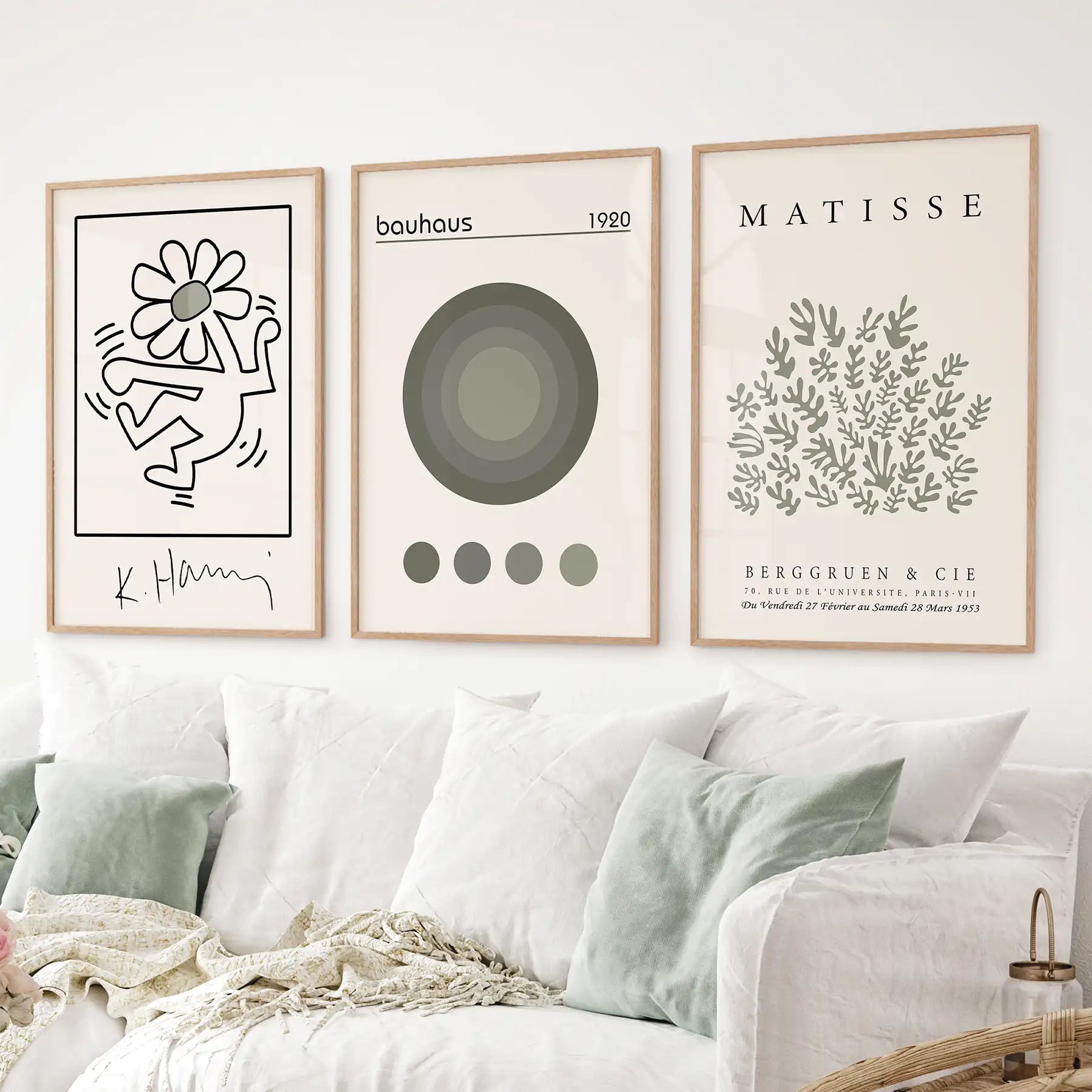 Sage Green Henri Matisse Botanical Art. Bauhaus Poster Set