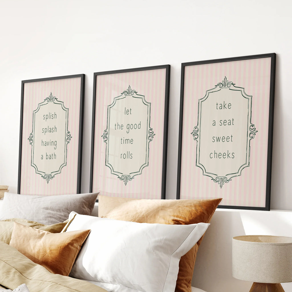 Funny Bathroom Art. Set of 3 Typography Quote Prints