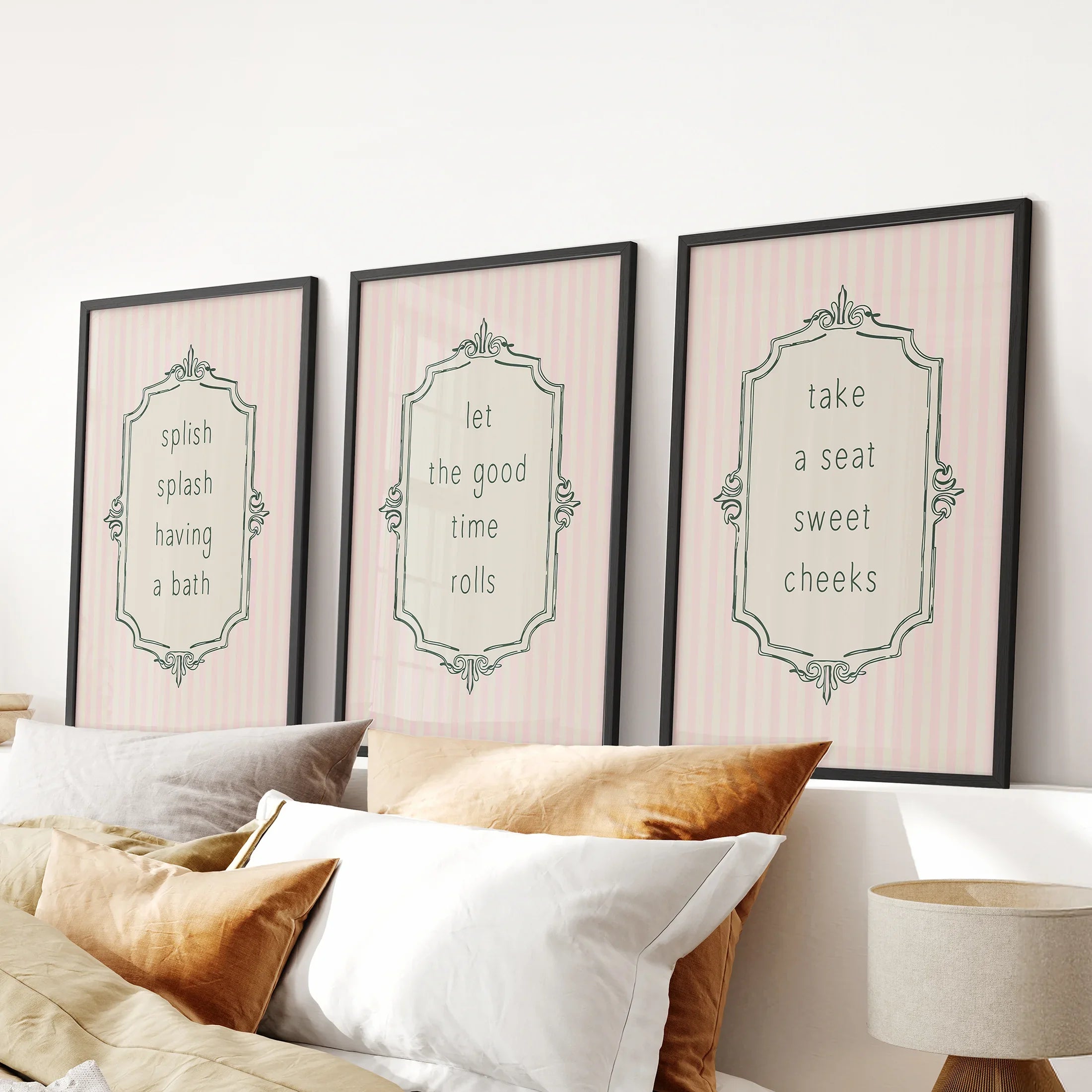 Funny Bathroom Art. Set of 3 Typography Quote Prints