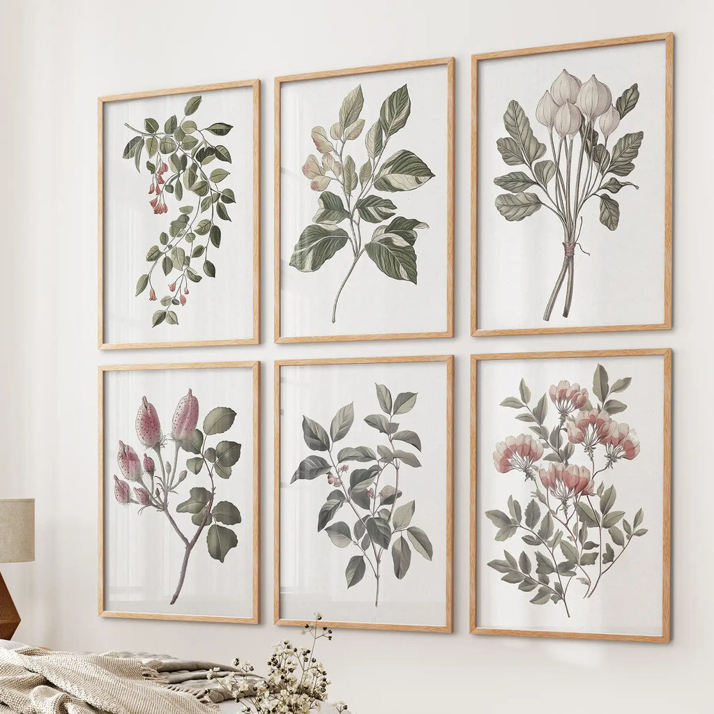 Botanical Wall Art Set of 6 Prints. Rosehip Decor