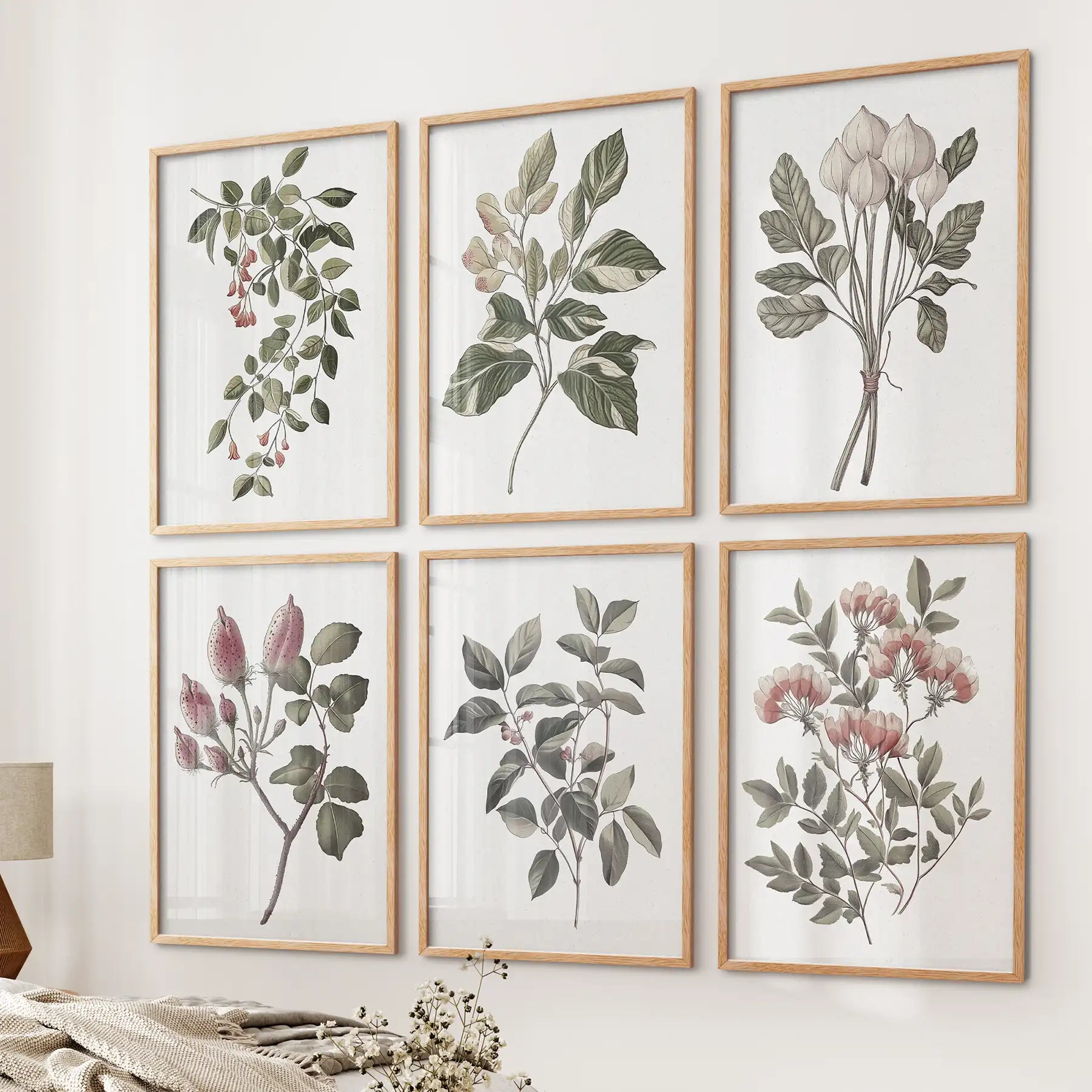 Botanical Wall Art Set of 6 Prints. Rosehip Decor