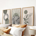 Boho Sage Green 3 Piece Wall Art. Mid-Century Art Prints for Living Room