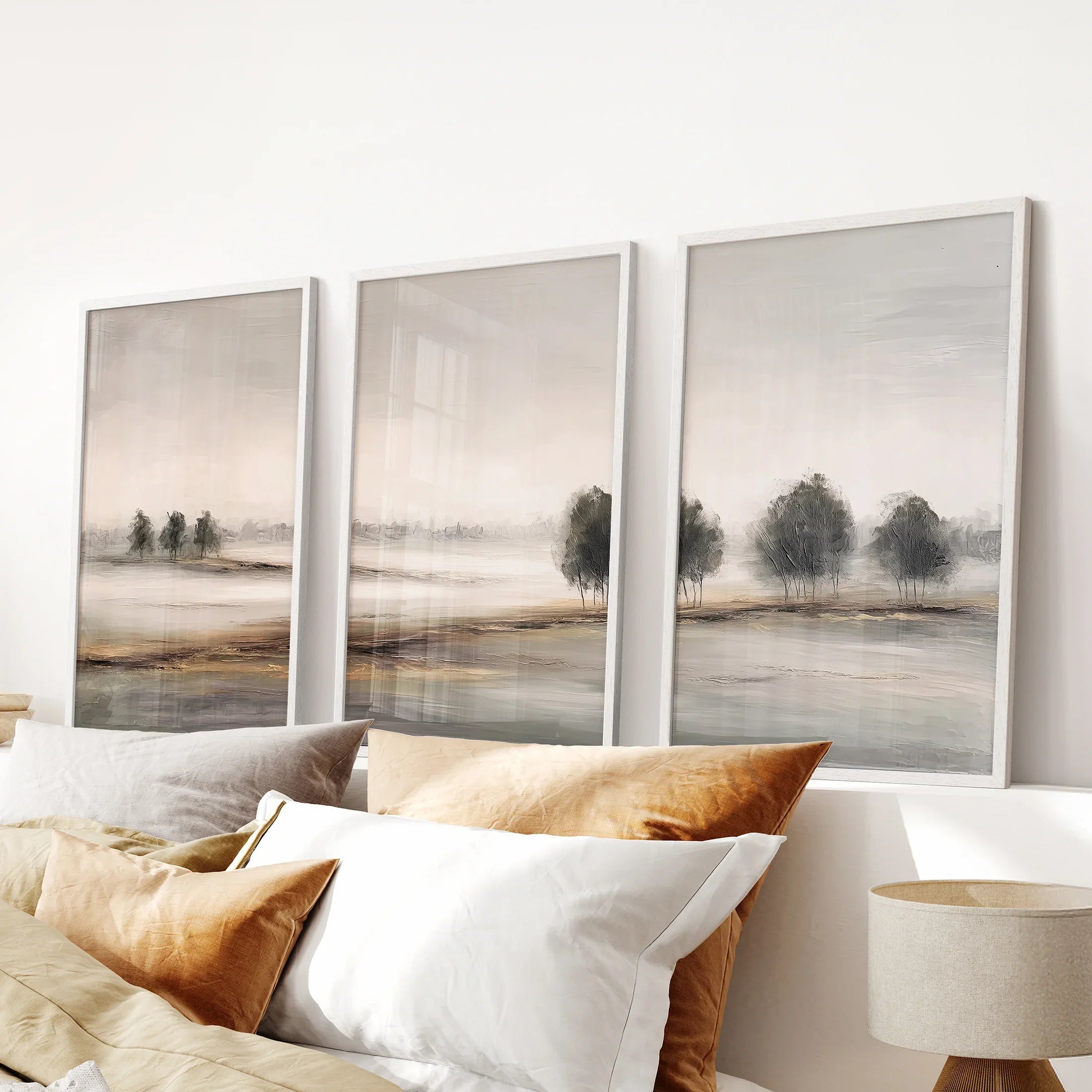 Scandinavian Autumn Landscape. Wall Art Set of 3 Prints