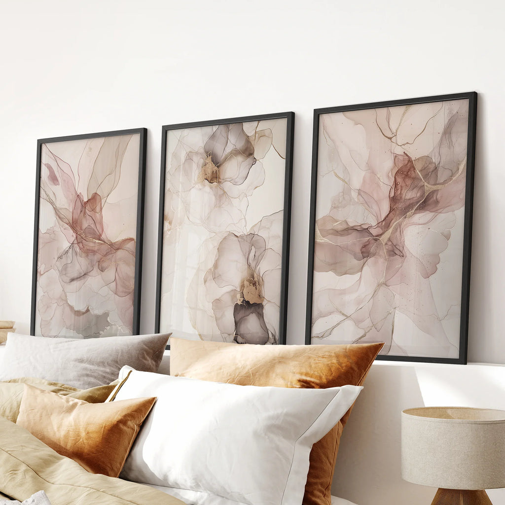 Neutral Watercolor Wall Art. Modern Minimalist Abstract Triptych