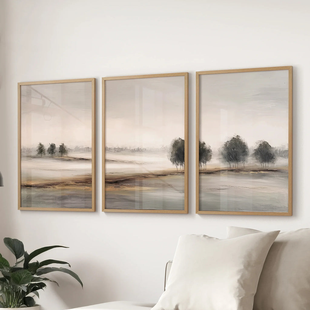 Scandinavian Autumn Landscape. Wall Art Set of 3 Prints