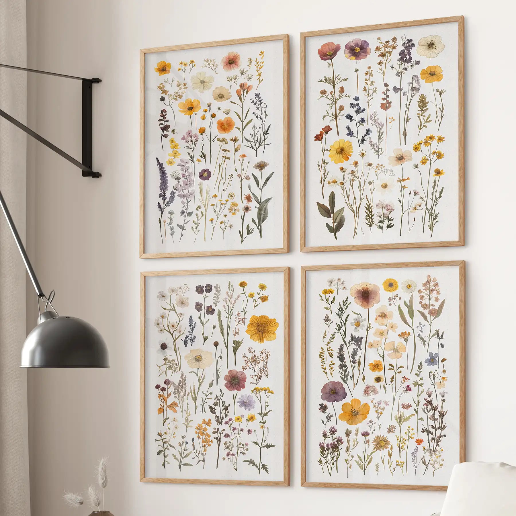 Colorful Wildflower Set of 4 Art. Vintage Litoghraph Posters