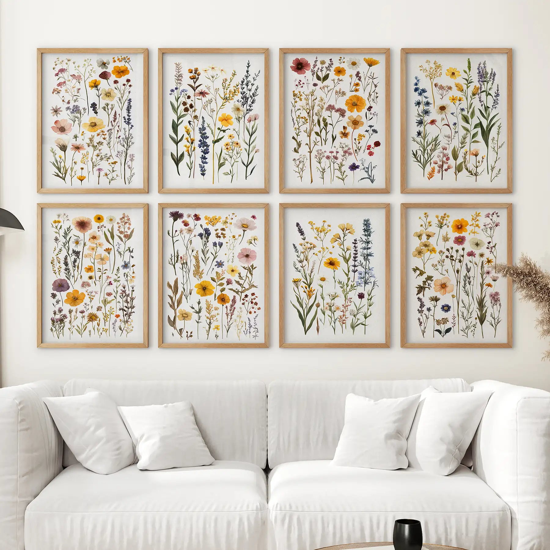 Wildflower Botanical Set of 8 Prints. Colorful Floral Art