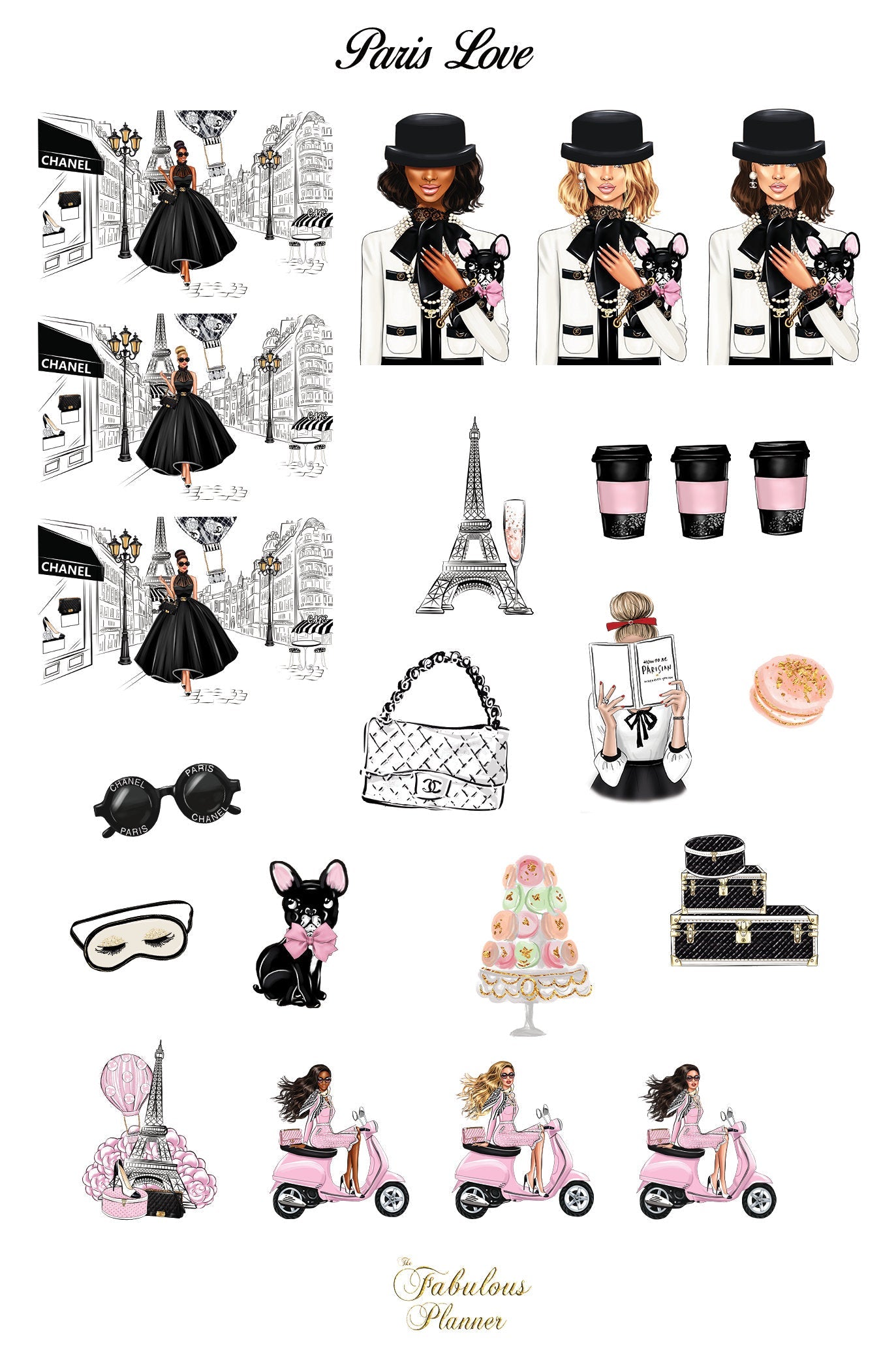 Paris Love Cute Matte Planner Stickers