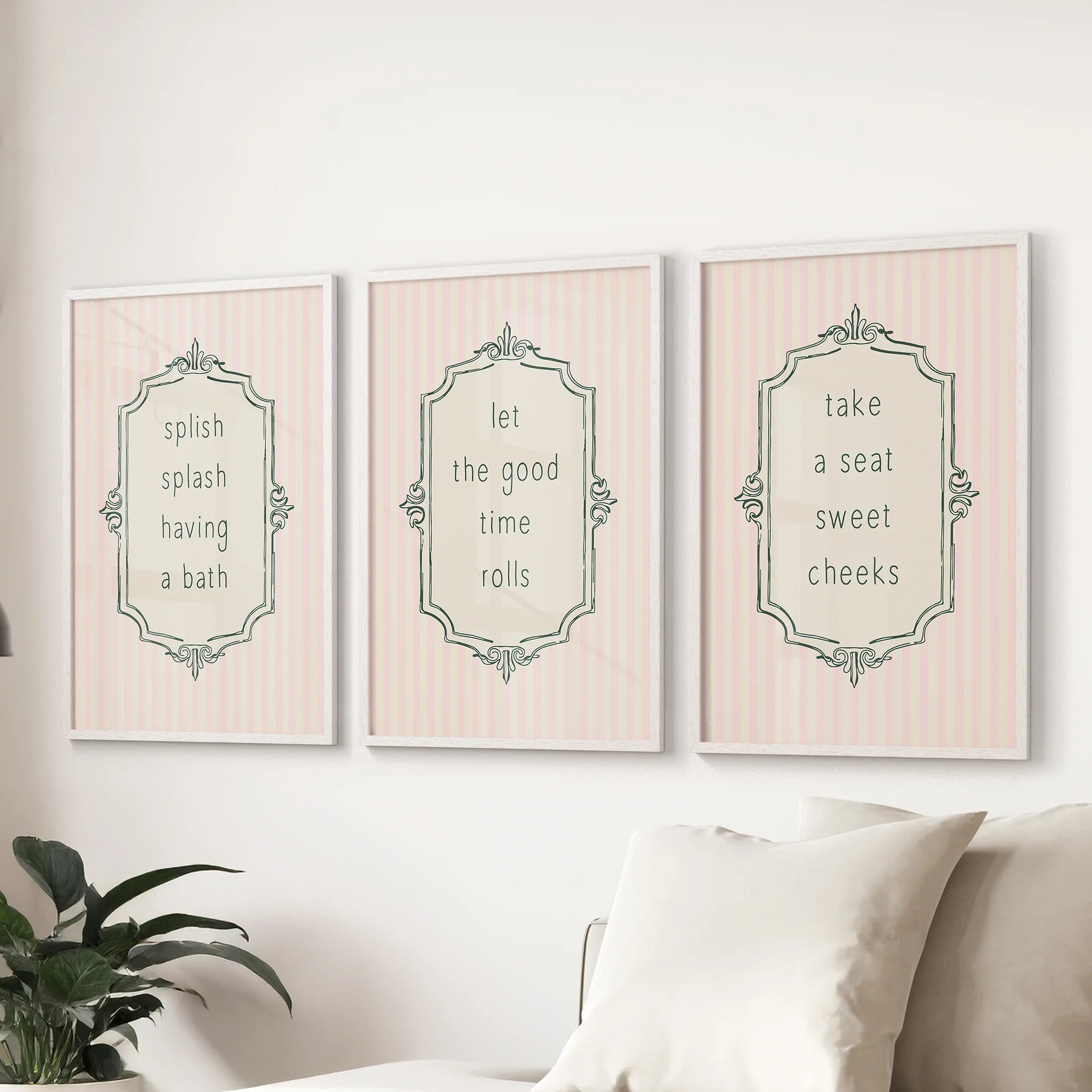 Funny Bathroom Art. Set of 3 Typography Quote Prints