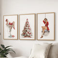 Glam Christmas Art. Pin Up Holiday Print Set of 3
