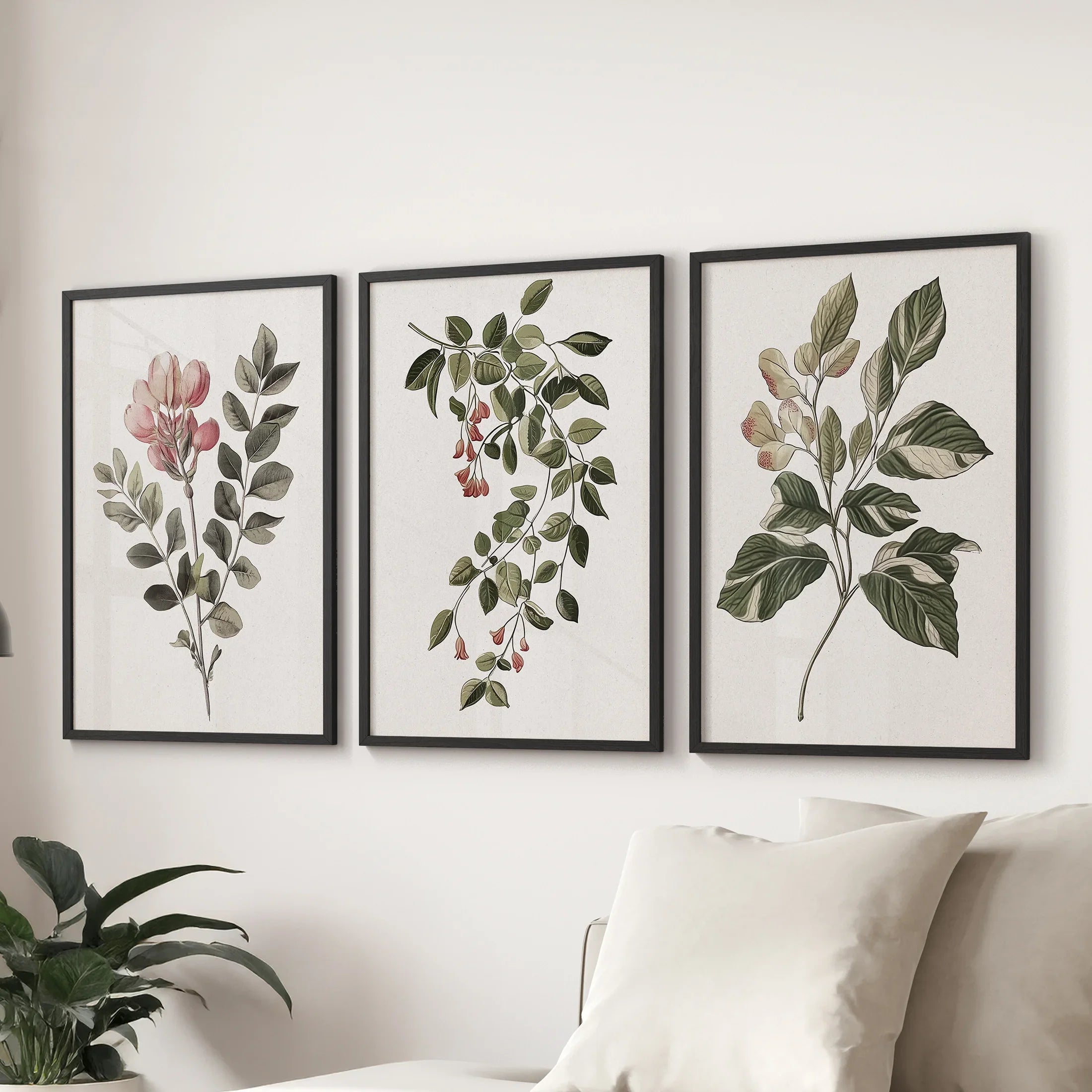 Floral Set of 3 Piece Wall Art. Magnolia, Honeysuckle Prints