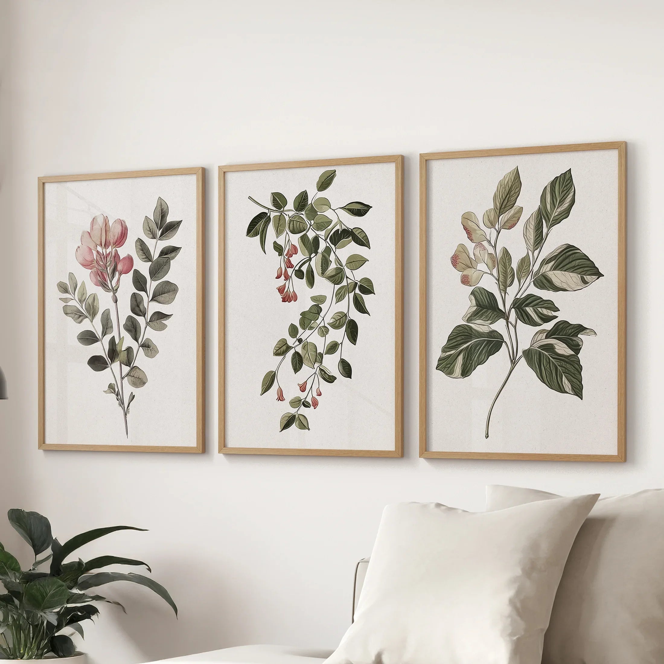 Floral Set of 3 Piece Wall Art. Magnolia, Honeysuckle Prints
