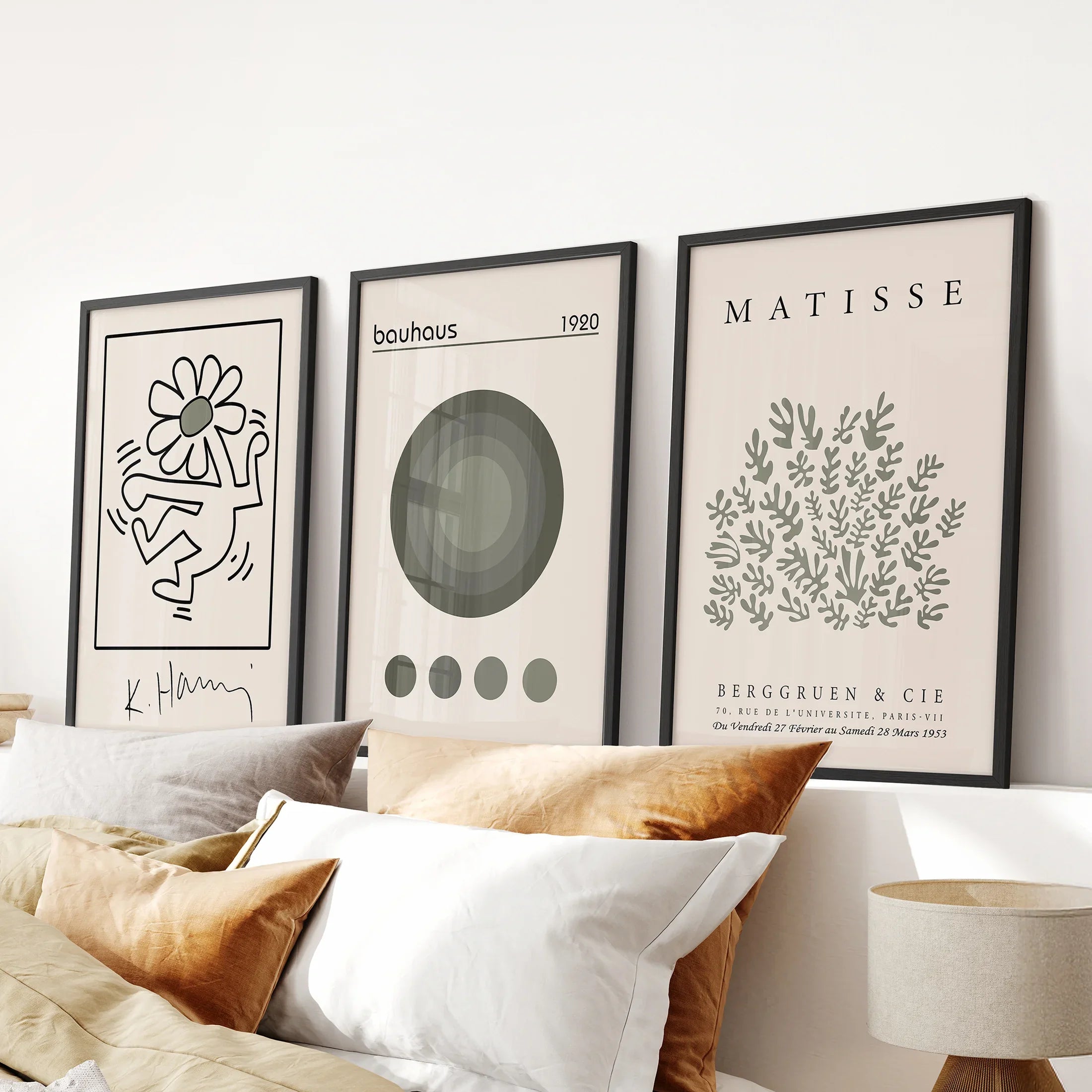 Sage Green Henri Matisse Botanical Art. Bauhaus Poster Set