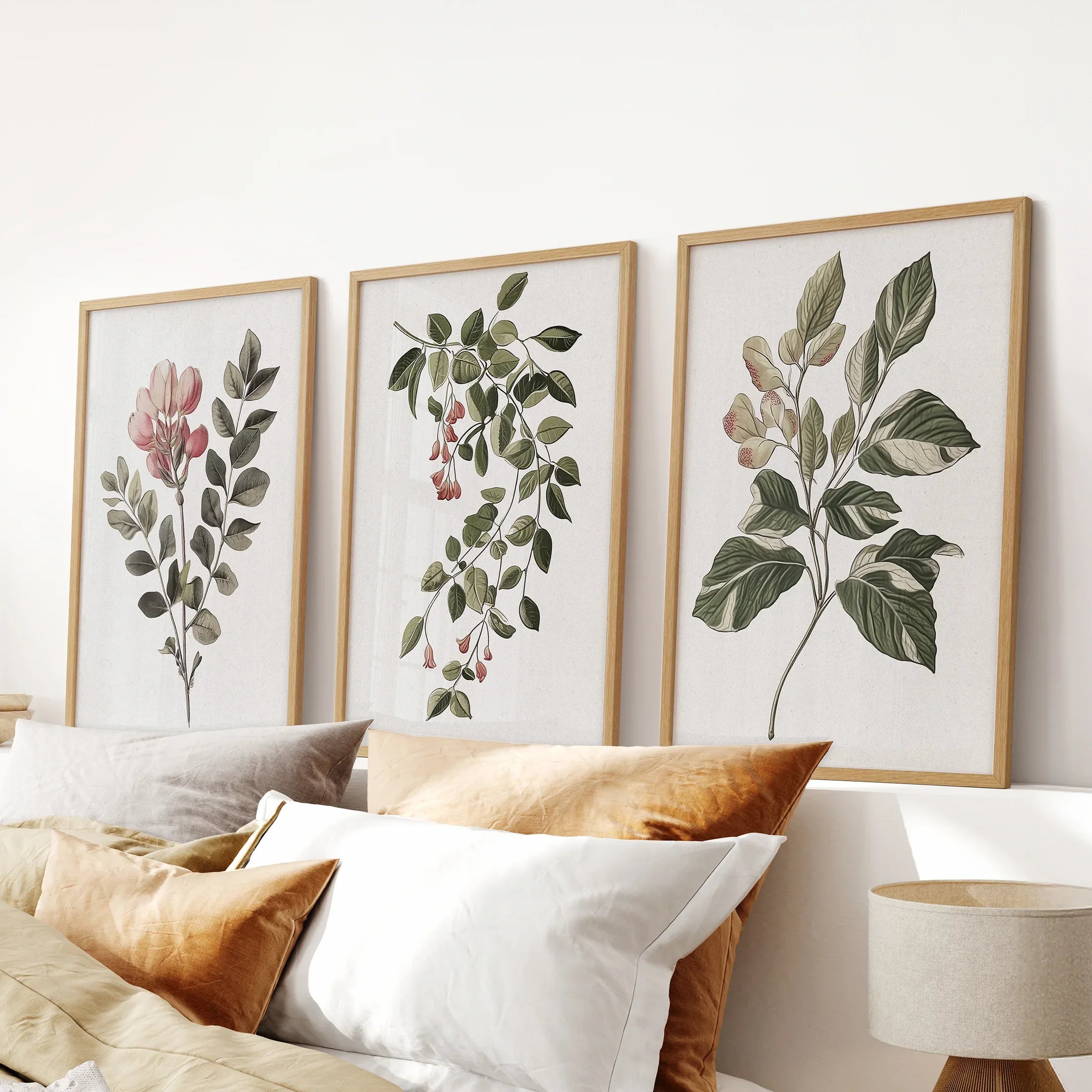 Floral Set of 3 Piece Wall Art. Magnolia, Honeysuckle Prints