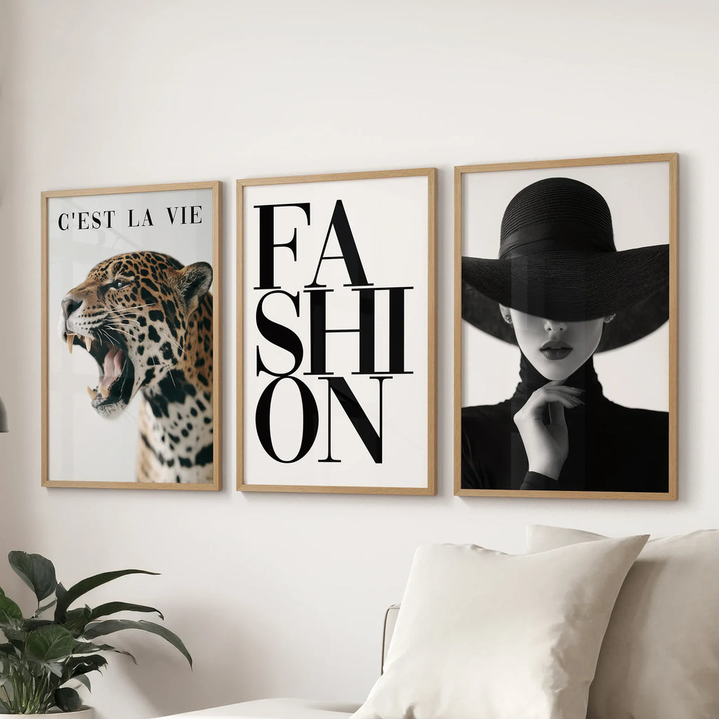 Modern Fashion Wall Art Set of 3. Leopard Print Aesthetic