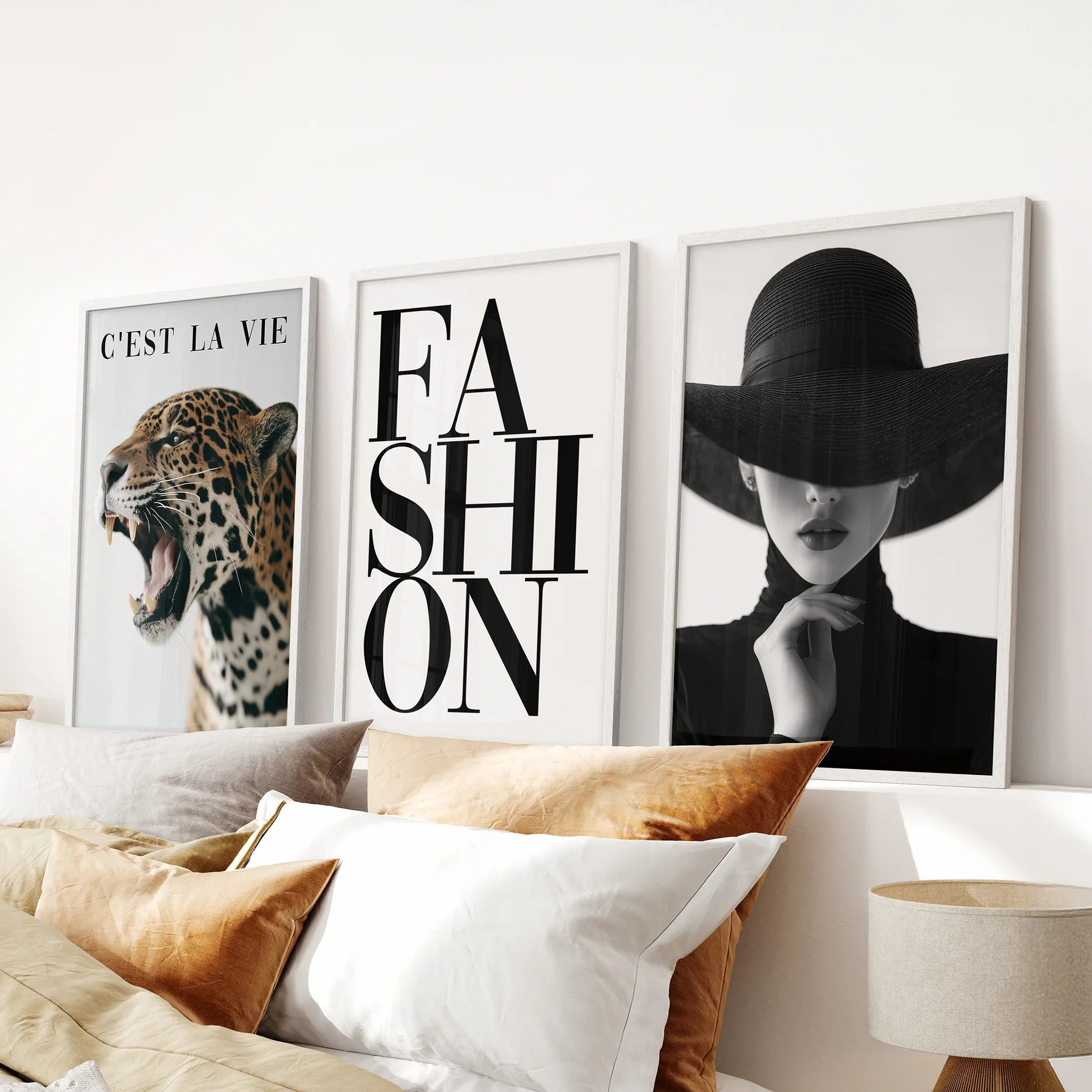 Modern Fashion Wall Art Set of 3. Leopard Print Aesthetic