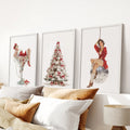 Glam Christmas Art. Pin Up Holiday Print Set of 3