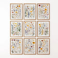 Meadow Wildflowers Prints. Floral Wall Art Set of 9 Pieces
