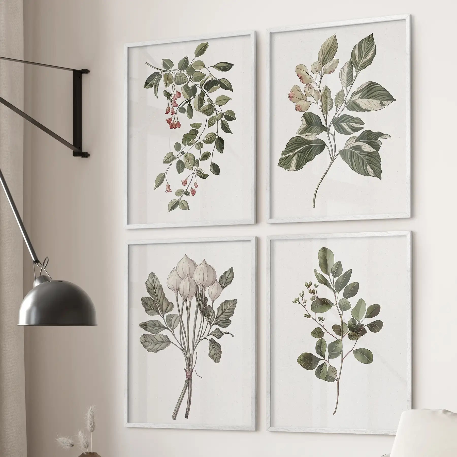 Vintage Plant Drawing Posters. Set of 4 Floral Art Prints