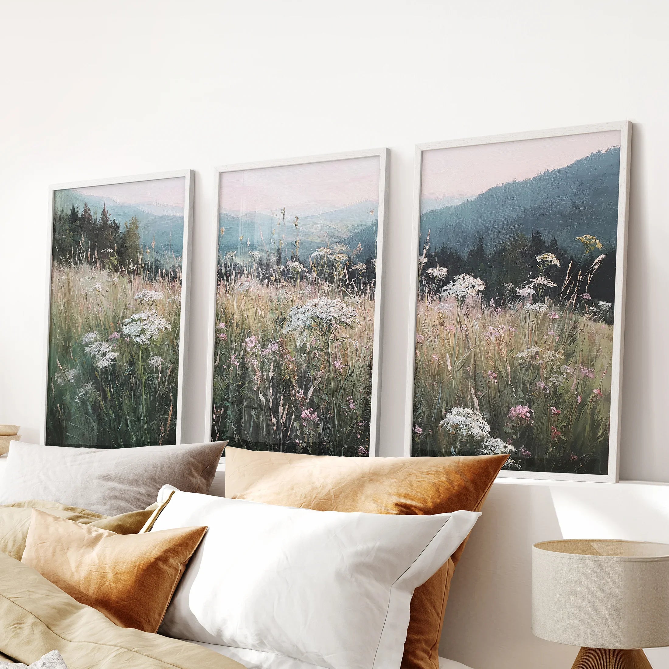 Meadow Landscape Wall Art Set of 3. Nature Prints