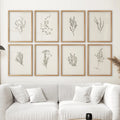 Minimalist Herb Botanical Set of 8 Prints. Floral Art Decor