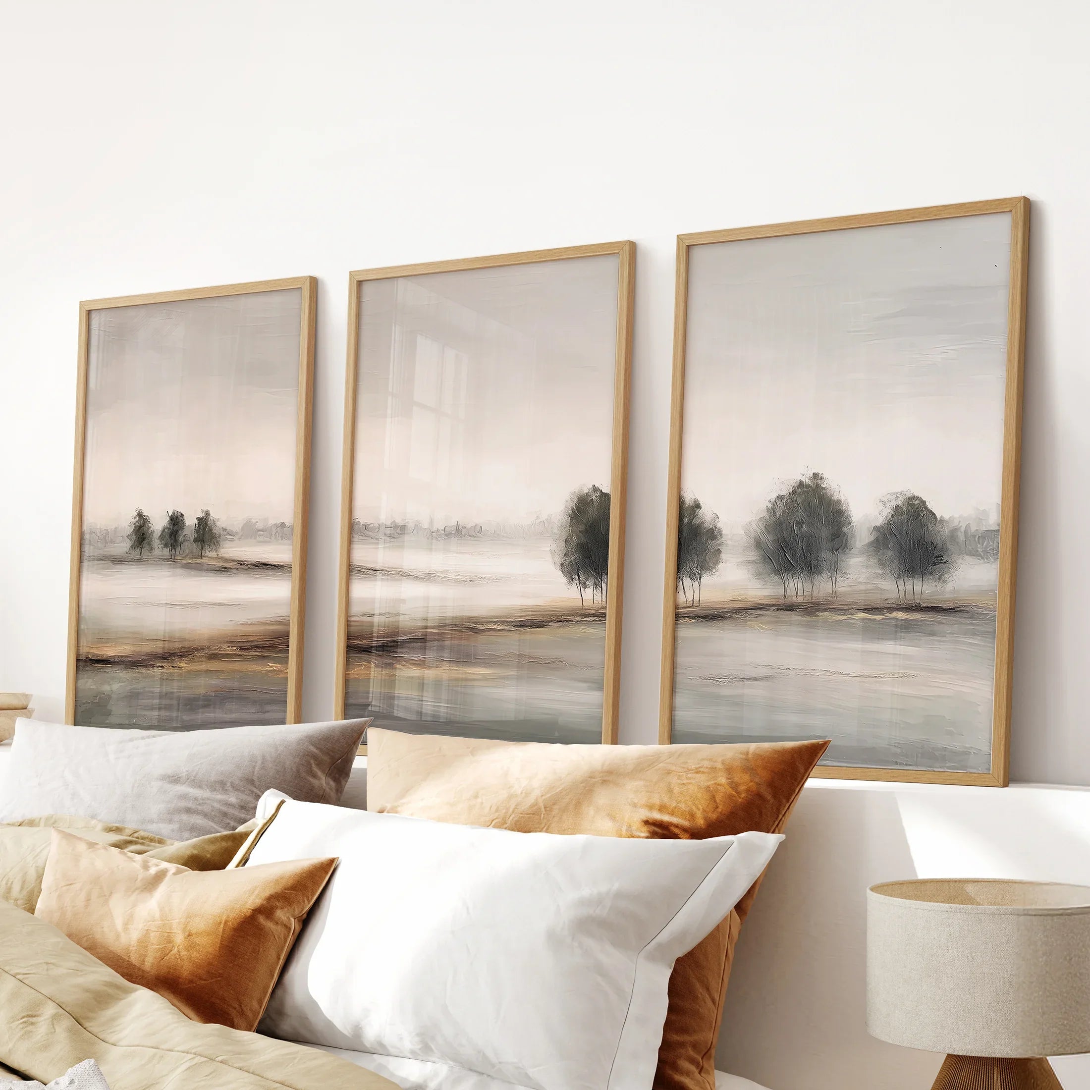 Scandinavian Autumn Landscape. Wall Art Set of 3 Prints