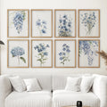 Floral Set of 8 Posters. Wisteria, Hydrangea, Pansy Wall Art