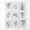 9 Piece Wall Art Decor. Blue Hydrangea Floral Posters