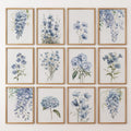 Set of 12 Watercolor Flowers Prints. Blue Hydrangea Wall Art