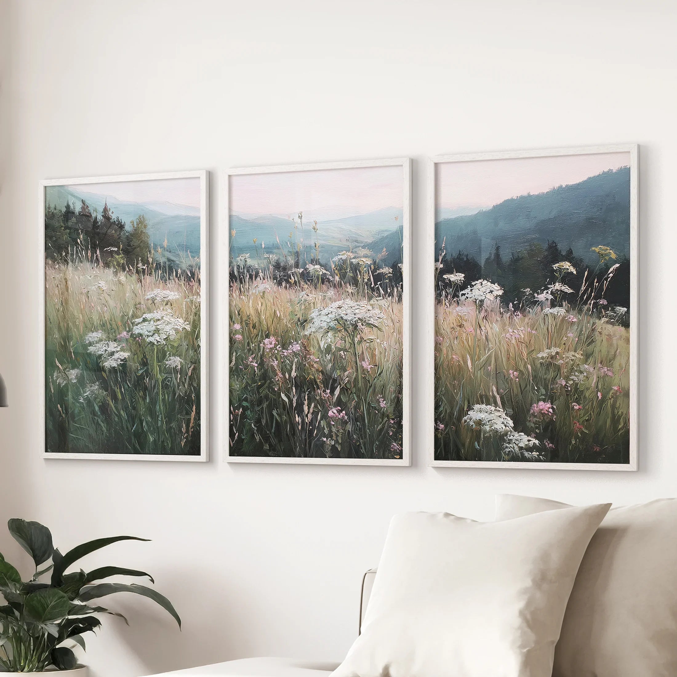 Meadow Landscape Wall Art Set of 3. Nature Prints
