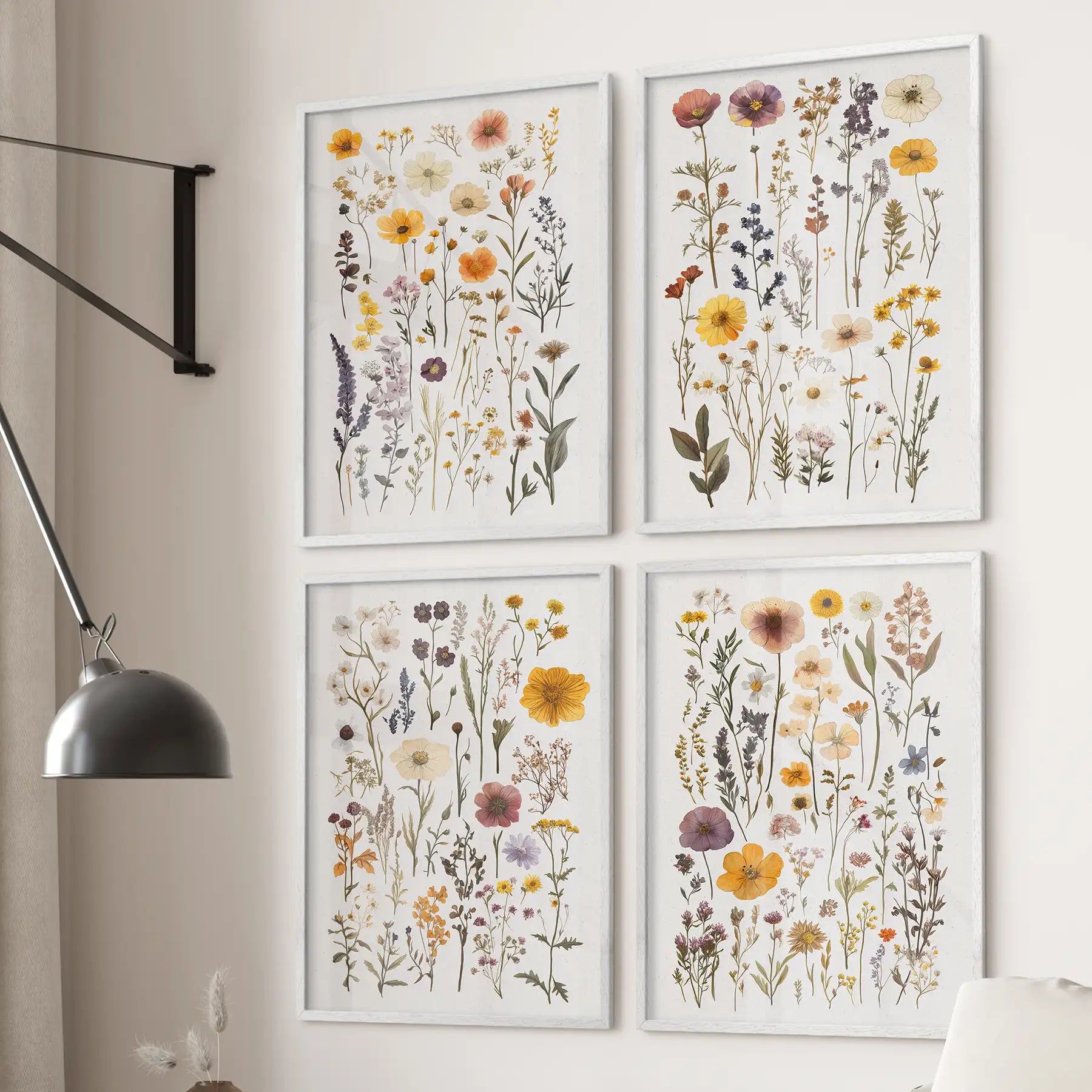 Colorful Wildflower Set of 4 Art. Vintage Litoghraph Posters