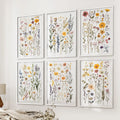 Gallery Wall of Wildflower Art Prints. Set of 6 Piece Décor
