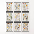 Meadow Wildflowers Prints. Floral Wall Art Set of 9 Pieces