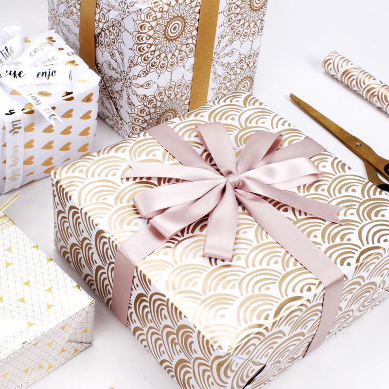 Gold Rainbows Wrapping Paper Roll