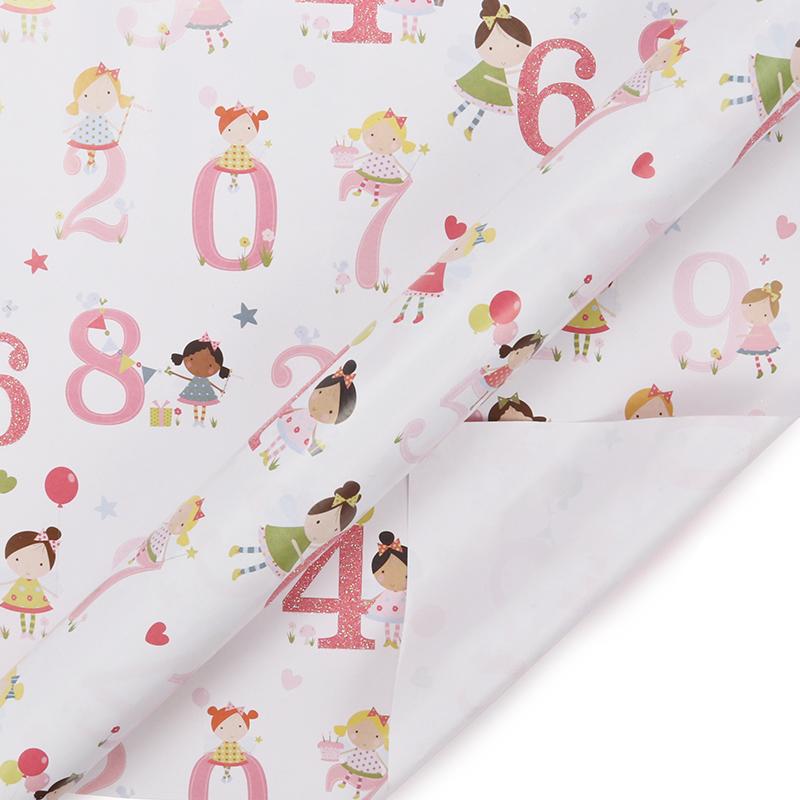 Birthday Girl "Numbers" Wrapping Paper Sheets