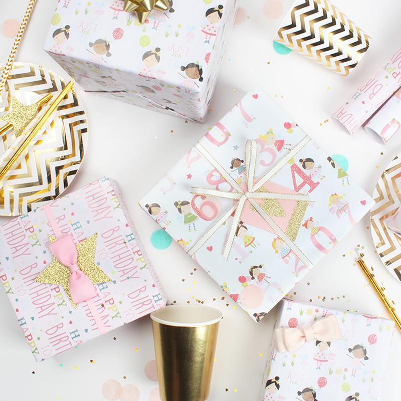Birthday Girl "Numbers" Wrapping Paper Sheets