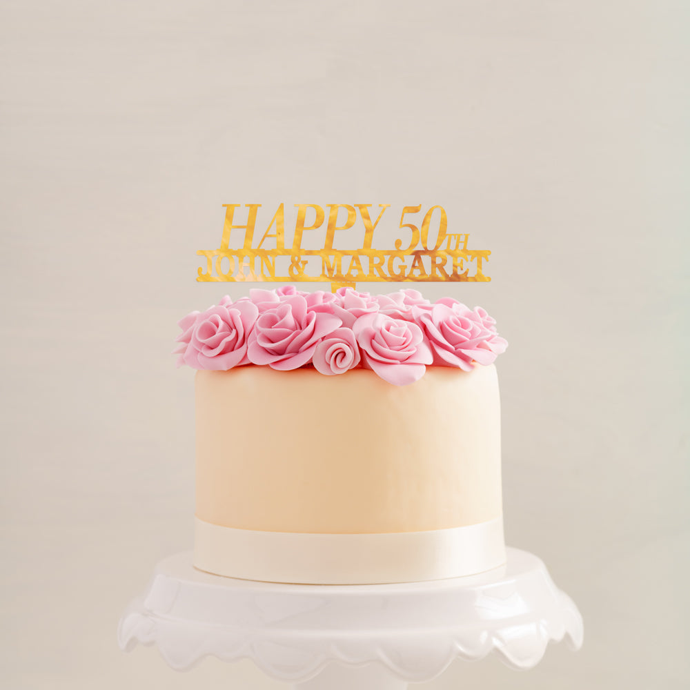 Personalized Happy Anniversary Cake Topper