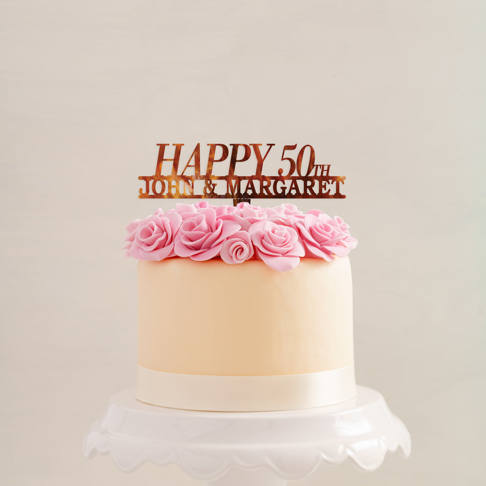 Personalized Happy Anniversary Cake Topper