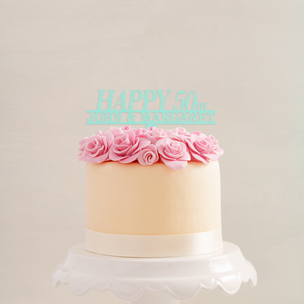 Personalized Happy Anniversary Cake Topper
