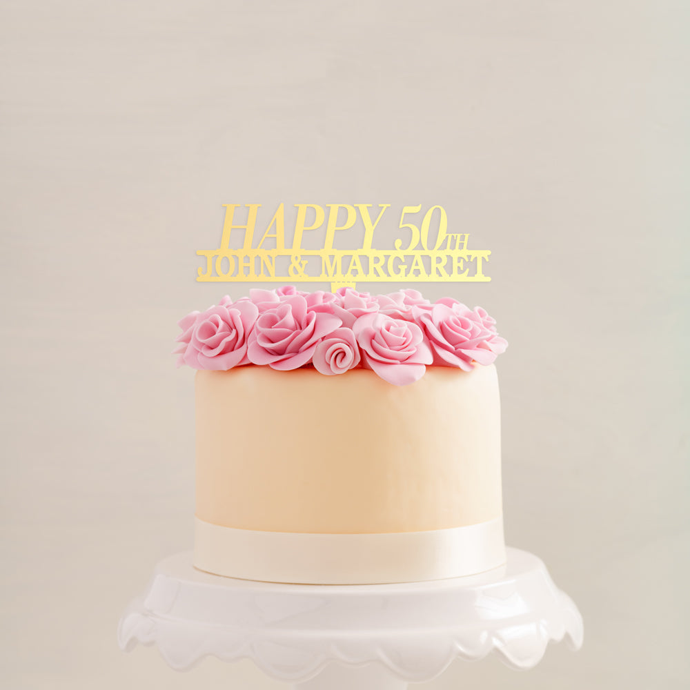 Personalized Happy Anniversary Cake Topper