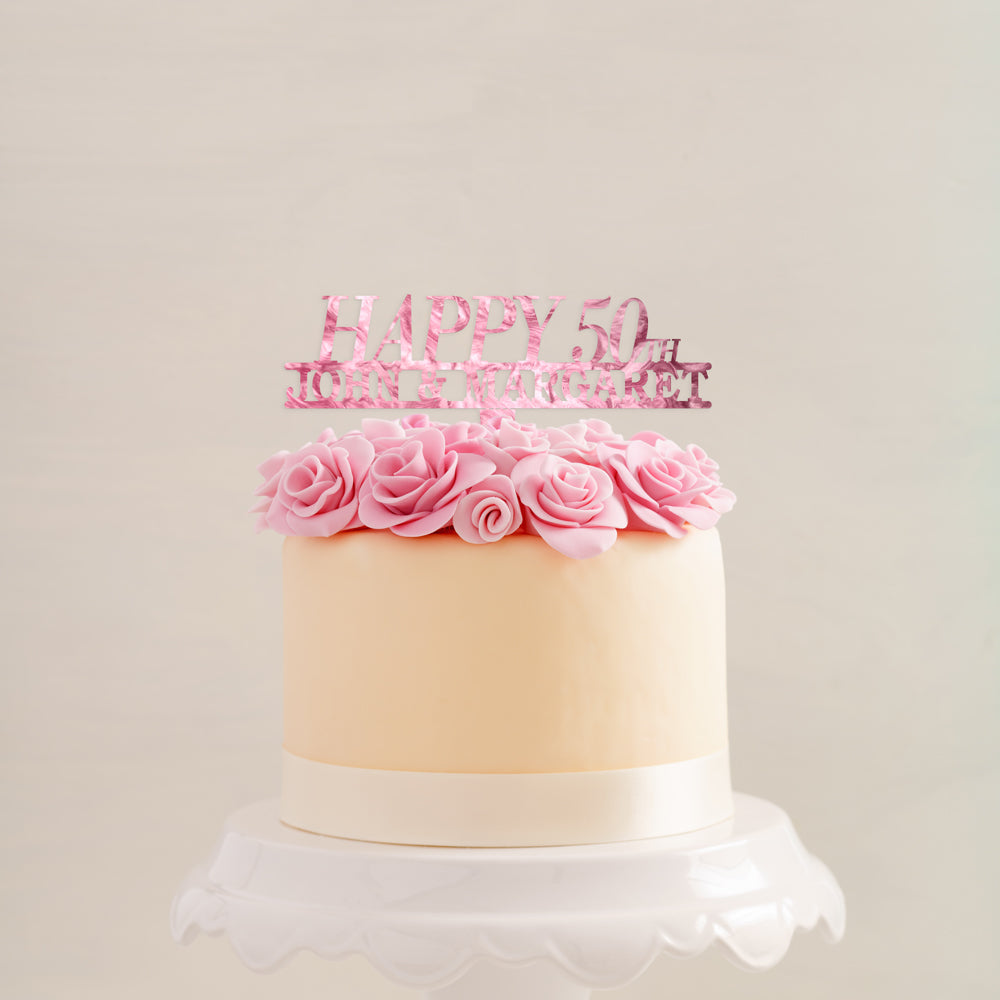 Personalized Happy Anniversary Cake Topper