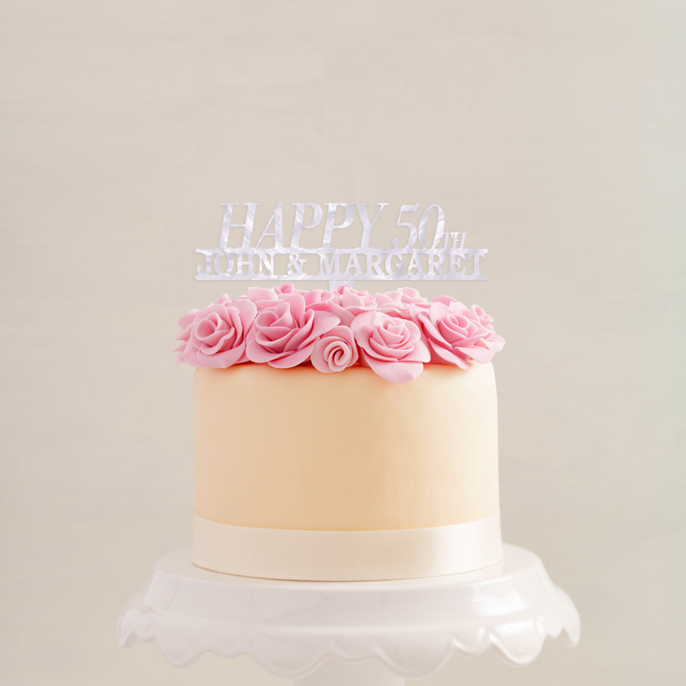 Personalized Happy Anniversary Cake Topper