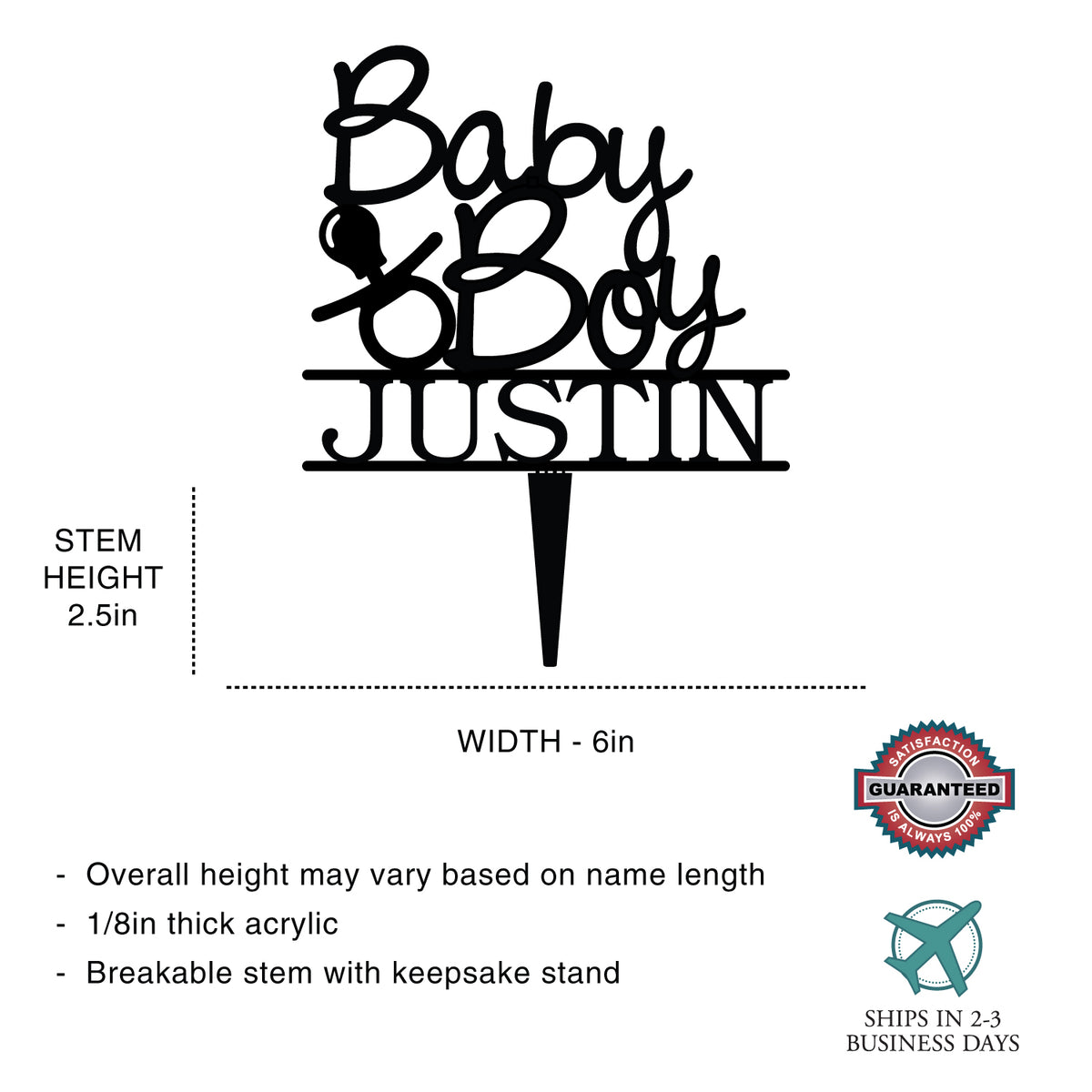 Personalized Baby Boy Cake Topper