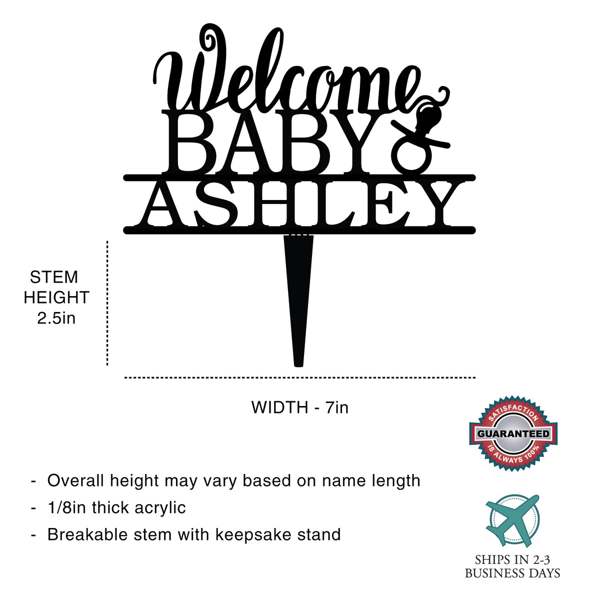 Personalized Welcome Baby's Cake Topper
